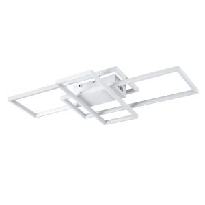 QUADRA 61386 Φωτιστικό Οροφής Design LED CCT 100W 12000lm 120° AC 220-240V – Εναλλαγή Φωτισμού μέσω Τηλεχειριστηρίου All In One Ψυχρό 6000k+Φυσικό 4500k+Θερμό 2700k Dimmable Μ85 x Π45 x Υ9cm – Λευκό – 3 Years Warranty