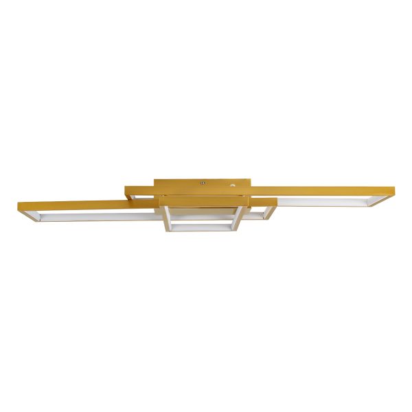 QUADRA 61387 Μοντέρνο Φωτιστικό Οροφής LED 100W 12000lm 120° AC 220-240V IP20 Ρυθμιζόμενο Λευκό CCT με Χειριστήριο από 2700K έως 6000K Dimmable - Lumileds SMD Chip - Χρυσό Βούρτσας - Μ85 x Π45 x Υ9cm - 3 Χρόνια Εγγύηση - Image 3