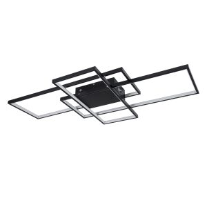 QUADRA 61388 Φωτιστικό Οροφής Design LED CCT 120W 14400lm 120° AC 220-240V – Εναλλαγή Φωτισμού μέσω Τηλεχειριστηρίου All In One Ψυχρό 6000k+Φυσικό 4500k+Θερμό 2700k Dimmable Μ105 x Π60 x Υ9cm – Μαύρο – 3 Years Warranty