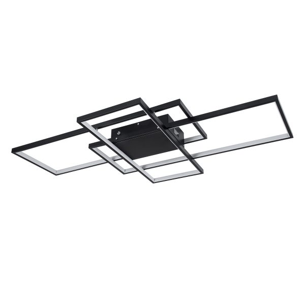 QUADRA 61388 Φωτιστικό Οροφής Design LED CCT 120W 14400lm 120° AC 220-240V - Εναλλαγή Φωτισμού μέσω Τηλεχειριστηρίου All In One Ψυχρό 6000k+Φυσικό 4500k+Θερμό 2700k Dimmable Μ105 x Π60 x Υ9cm - Μαύρο - 3 Years Warranty - Image 2