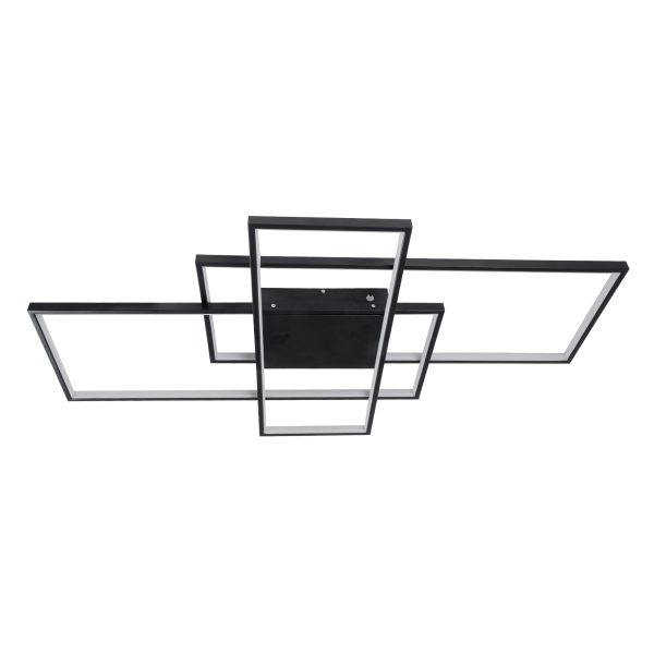 QUADRA 61388 Φωτιστικό Οροφής Design LED CCT 120W 14400lm 120° AC 220-240V - Εναλλαγή Φωτισμού μέσω Τηλεχειριστηρίου All In One Ψυχρό 6000k+Φυσικό 4500k+Θερμό 2700k Dimmable Μ105 x Π60 x Υ9cm - Μαύρο - 3 Years Warranty - Image 4
