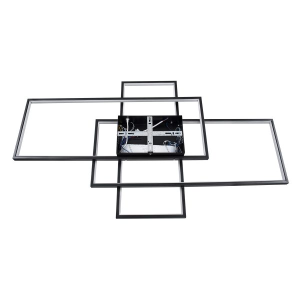 QUADRA 61388 Φωτιστικό Οροφής Design LED CCT 120W 14400lm 120° AC 220-240V - Εναλλαγή Φωτισμού μέσω Τηλεχειριστηρίου All In One Ψυχρό 6000k+Φυσικό 4500k+Θερμό 2700k Dimmable Μ105 x Π60 x Υ9cm - Μαύρο - 3 Years Warranty - Image 5