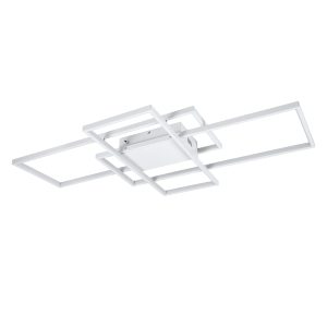 QUADRA 61389 Φωτιστικό Οροφής Design LED CCT 120W 14400lm 120° AC 220-240V – Εναλλαγή Φωτισμού μέσω Τηλεχειριστηρίου All In One Ψυχρό 6000k+Φυσικό 4500k+Θερμό 2700k Dimmable Μ105 x Π60 x Υ9cm – Λευκό – 3 Years Warranty