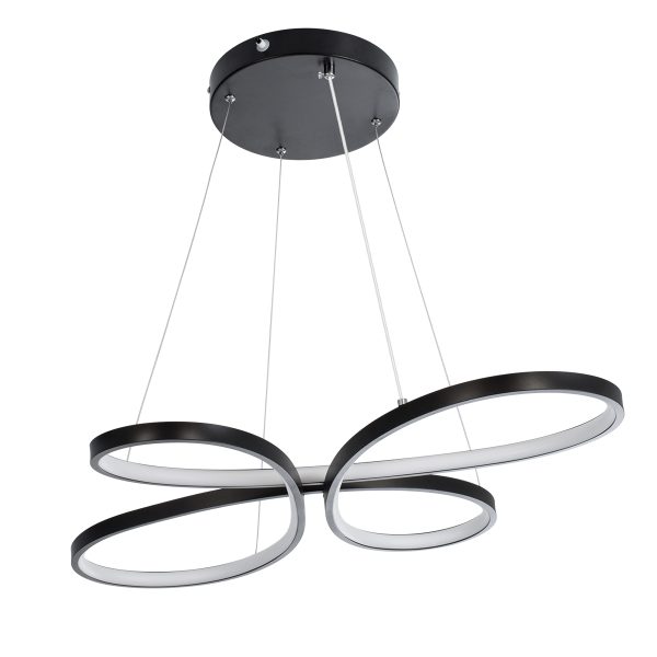 BUTTERFLY 61391 Κρεμαστό Φωτιστικό Οροφής Design LED CCT 75W 8400lm 300° AC 220-240V - Εναλλαγή Φωτισμού μέσω Τηλεχειριστηρίου All In One Ψυχρό 6000k+Φυσικό 4500k+Θερμό 2700k Dimmable Μ71 x Π52 x Υ4cm - Μαύρο - 3 Years Warranty - Image 2
