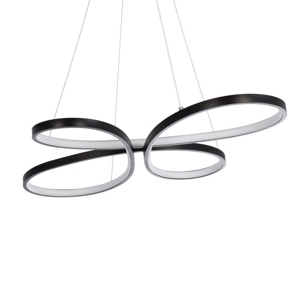 BUTTERFLY 61391 Κρεμαστό Φωτιστικό Οροφής Design LED CCT 75W 8400lm 300° AC 220-240V - Εναλλαγή Φωτισμού μέσω Τηλεχειριστηρίου All In One Ψυχρό 6000k+Φυσικό 4500k+Θερμό 2700k Dimmable Μ71 x Π52 x Υ4cm - Μαύρο - 3 Years Warranty - Image 3