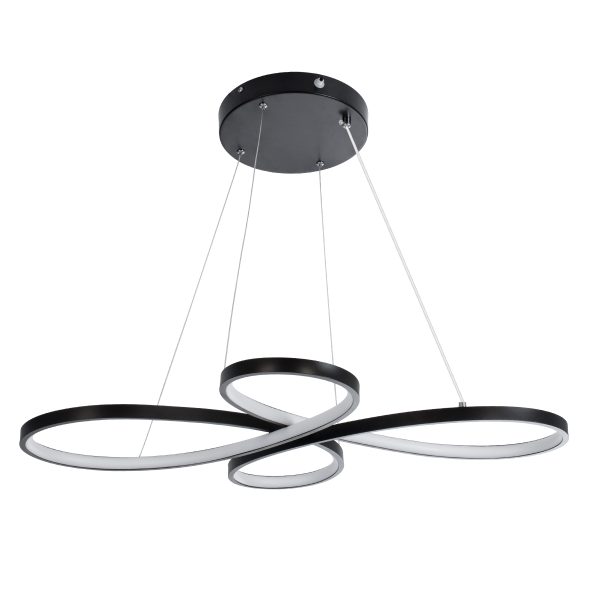 BUTTERFLY 61391 Κρεμαστό Φωτιστικό Οροφής Design LED CCT 75W 8400lm 300° AC 220-240V - Εναλλαγή Φωτισμού μέσω Τηλεχειριστηρίου All In One Ψυχρό 6000k+Φυσικό 4500k+Θερμό 2700k Dimmable Μ71 x Π52 x Υ4cm - Μαύρο - 3 Years Warranty - Image 4