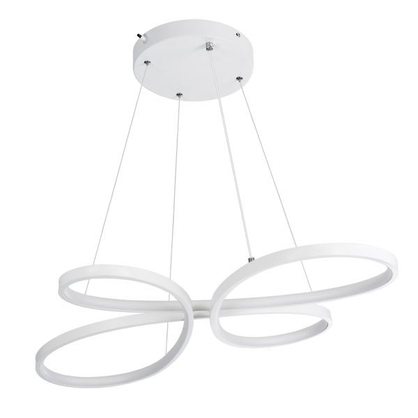 BUTTERFLY 61392 Κρεμαστό Φωτιστικό Οροφής Design LED CCT 75W 8400lm 300° AC 220-240V - Εναλλαγή Φωτισμού μέσω Τηλεχειριστηρίου All In One Ψυχρό 6000k+Φυσικό 4500k+Θερμό 2700k Dimmable Μ71 x Π52 x Υ4cm - Λευκό - 3 Years Warranty - Image 2