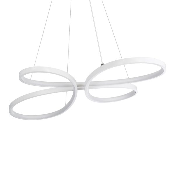 BUTTERFLY 61392 Κρεμαστό Φωτιστικό Οροφής Design LED CCT 75W 8400lm 300° AC 220-240V - Εναλλαγή Φωτισμού μέσω Τηλεχειριστηρίου All In One Ψυχρό 6000k+Φυσικό 4500k+Θερμό 2700k Dimmable Μ71 x Π52 x Υ4cm - Λευκό - 3 Years Warranty - Image 3