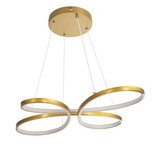 BUTTERFLY 61393 Κρεμαστό Φωτιστικό Οροφής Design LED CCT 75W 8400lm 300° AC 220-240V – Εναλλαγή Φωτισμού μέσω Τηλεχειριστηρίου All In One Ψυχρό 6000k+Φυσικό 4500k+Θερμό 2700k Dimmable Μ71 x Π52 x Υ4cm – Χρυσό Βούρτσας – 3 Years Warranty