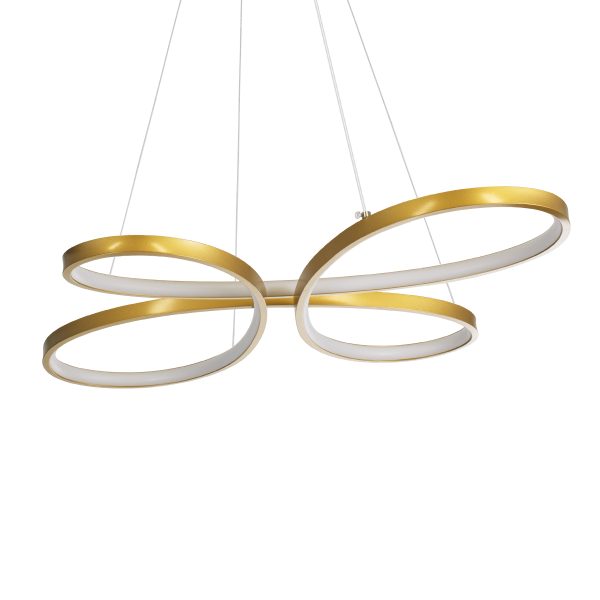 BUTTERFLY 61393 Κρεμαστό Φωτιστικό Οροφής Design LED CCT 75W 8400lm 300° AC 220-240V - Εναλλαγή Φωτισμού μέσω Τηλεχειριστηρίου All In One Ψυχρό 6000k+Φυσικό 4500k+Θερμό 2700k Dimmable Μ71 x Π52 x Υ4cm - Χρυσό Βούρτσας - 3 Years Warranty - Image 3