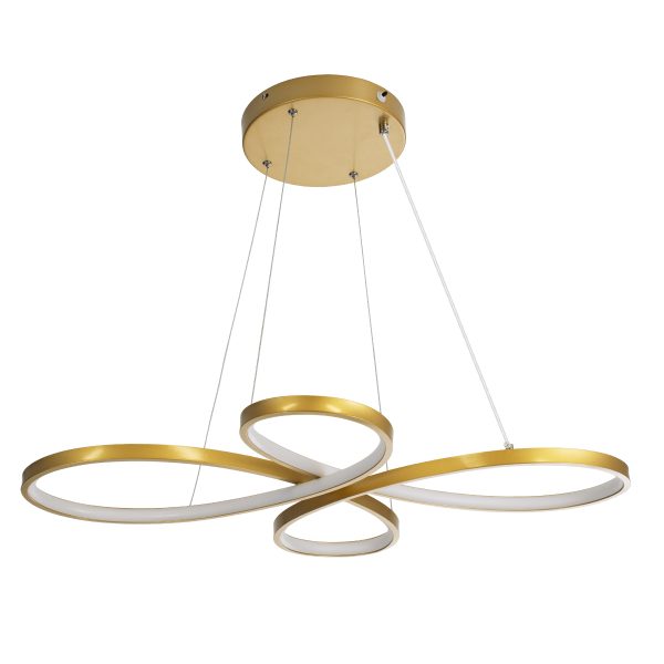 BUTTERFLY 61393 Κρεμαστό Φωτιστικό Οροφής Design LED CCT 75W 8400lm 300° AC 220-240V - Εναλλαγή Φωτισμού μέσω Τηλεχειριστηρίου All In One Ψυχρό 6000k+Φυσικό 4500k+Θερμό 2700k Dimmable Μ71 x Π52 x Υ4cm - Χρυσό Βούρτσας - 3 Years Warranty - Image 4