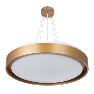 BARCHETTA 61399-P Κρεμαστή Πλαφονιέρα Οροφής LED CCT 72W 8306lm 120° AC 220-240V – Εναλλαγή Φωτισμού μέσω Τηλεχειριστηρίου All In One Ψυχρό 6000k+Φυσικό 4500k+Θερμό 2700k Dimmable Φ48cm – Χρυσό – 3 Years Warranty