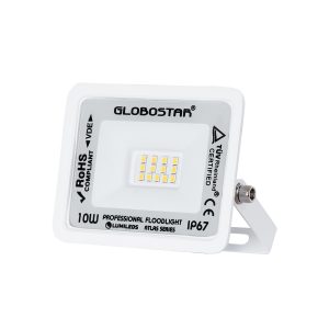 ATLAS 61405 Επαγγελματικός Προβολέας LED 10W 1200lm 120° AC 220-240V – Αδιάβροχος IP67 – Μ10 x Π2 x Υ8cm – Λευκό – Φυσικό Λευκό 4500K – LUMILEDS Chips – TÜV Rheinland Certified – 5 Years Warranty