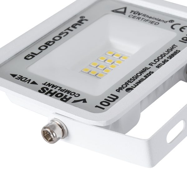 ATLAS 61405 Επαγγελματικός Προβολέας LED 10W 1200lm 120° AC 220-240V - Αδιάβροχος IP67 - Μ10 x Π2 x Υ8cm - Λευκό - Φυσικό Λευκό 4500K - LUMILEDS Chips - TÜV Rheinland Certified - 5 Years Warranty - Image 5