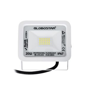 ATLAS 61407 Επαγγελματικός Προβολέας LED 20W 2500lm 120° AC 220-240V – Αδιάβροχος IP67 – Μ12 x Π2.5 x Υ9.5cm – Λευκό – Ψυχρό Λευκό 6000K – LUMILEDS Chips – TÜV Rheinland Certified – 5 Years Warranty