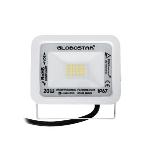 ATLAS 61408 Επαγγελματικός Προβολέας LED 20W 2400lm 120° AC 220-240V – Αδιάβροχος IP67 – Μ12 x Π2.5 x Υ9.5cm – Λευκό – Φυσικό Λευκό 4500K – LUMILEDS Chips – TÜV Rheinland Certified – 5 Years Warranty