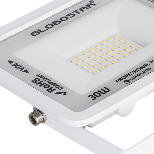ATLAS 61415 Επαγγελματικός Προβολέας LED 30W 3450lm 120° AC 220-240V - Αδιάβροχος IP67 - Μ16 x Π2.5 x Υ12.5cm - Λευκό - Θερμό Λευκό 2700K - LUMILEDS Chips - TÜV Rheinland Certified - 5 Years Warranty - Image 5