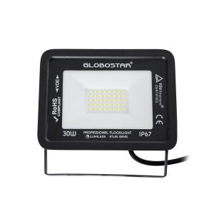 ATLAS 61416 Επαγγελματικός Προβολέας LED 30W 3750lm 120° AC 220-240V – Αδιάβροχος IP67 – Μ16 x Π2.5 x Υ12.5cm – Μαύρο – Ψυχρό Λευκό 6000K – LUMILEDS Chips – TÜV Rheinland Certified – 5 Years Warranty