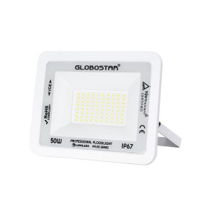 ATLAS 61419 Επαγγελματικός Προβολέας LED 50W 6250lm 120° AC 220-240V – Αδιάβροχος IP67 – Μ21 x Π3.5 x Υ16cm – Λευκό – Ψυχρό Λευκό 6000K – LUMILEDS Chips – TÜV Rheinland Certified – 5 Years Warranty