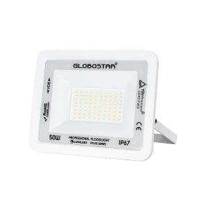 ATLAS 61420 Επαγγελματικός Προβολέας LED 50W 6000lm 120° AC 220-240V – Αδιάβροχος IP67 – Μ21 x Π3.5 x Υ16cm – Λευκό – Φυσικό Λευκό 4500K – LUMILEDS Chips – TÜV Rheinland Certified – 5 Years Warranty
