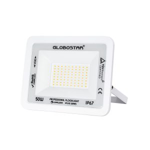 ATLAS 61421 Επαγγελματικός Προβολέας LED 50W 5750lm 120° AC 220-240V – Αδιάβροχος IP67 – Μ21 x Π3.5 x Υ16cm – Λευκό – Θερμό Λευκό 2700K – LUMILEDS Chips – TÜV Rheinland Certified – 5 Years Warranty