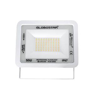 ATLAS 61421 Επαγγελματικός Προβολέας LED 50W 5750lm 120° AC 220-240V – Αδιάβροχος IP67 – Μ21 x Π3.5 x Υ16cm – Λευκό – Θερμό Λευκό 2700K – LUMILEDS Chips – TÜV Rheinland Certified – 5 Years Warranty