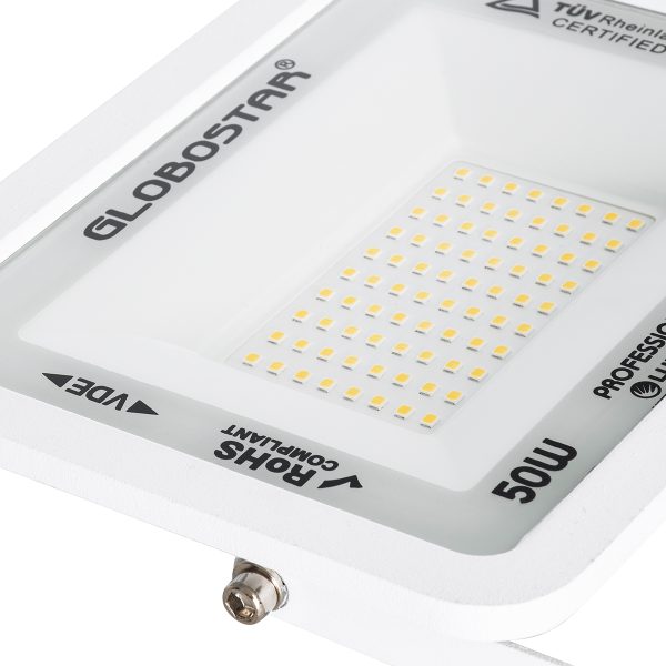 ATLAS 61421 Επαγγελματικός Προβολέας LED 50W 5750lm 120° AC 220-240V - Αδιάβροχος IP67 - Μ21 x Π3.5 x Υ16cm - Λευκό - Θερμό Λευκό 2700K - LUMILEDS Chips - TÜV Rheinland Certified - 5 Years Warranty - Image 5