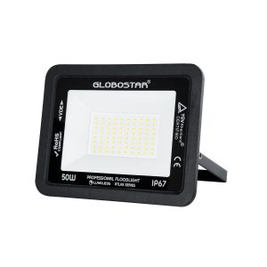 ATLAS 61423 Επαγγελματικός Προβολέας LED 50W 6000lm 120° AC 220-240V – Αδιάβροχος IP67 – Μ21 x Π3.5 x Υ16cm – Μαύρο – Φυσικό Λευκό 4500K – LUMILEDS Chips – TÜV Rheinland Certified – 5 Years Warranty
