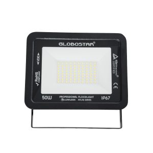 ATLAS 61423 Επαγγελματικός Προβολέας LED 50W 6000lm 120° AC 220-240V – Αδιάβροχος IP67 – Μ21 x Π3.5 x Υ16cm – Μαύρο – Φυσικό Λευκό 4500K – LUMILEDS Chips – TÜV Rheinland Certified – 5 Years Warranty