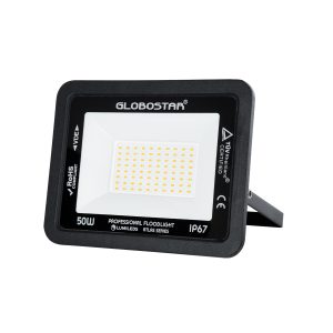ATLAS 61424 Επαγγελματικός Προβολέας LED 50W 5750lm 120° AC 220-240V – Αδιάβροχος IP67 – Μ21 x Π3.5 x Υ16cm – Μαύρο – Θερμό Λευκό 2700K – LUMILEDS Chips – TÜV Rheinland Certified – 5 Years Warranty