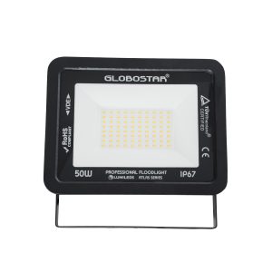 ATLAS 61424 Επαγγελματικός Προβολέας LED 50W 5750lm 120° AC 220-240V – Αδιάβροχος IP67 – Μ21 x Π3.5 x Υ16cm – Μαύρο – Θερμό Λευκό 2700K – LUMILEDS Chips – TÜV Rheinland Certified – 5 Years Warranty