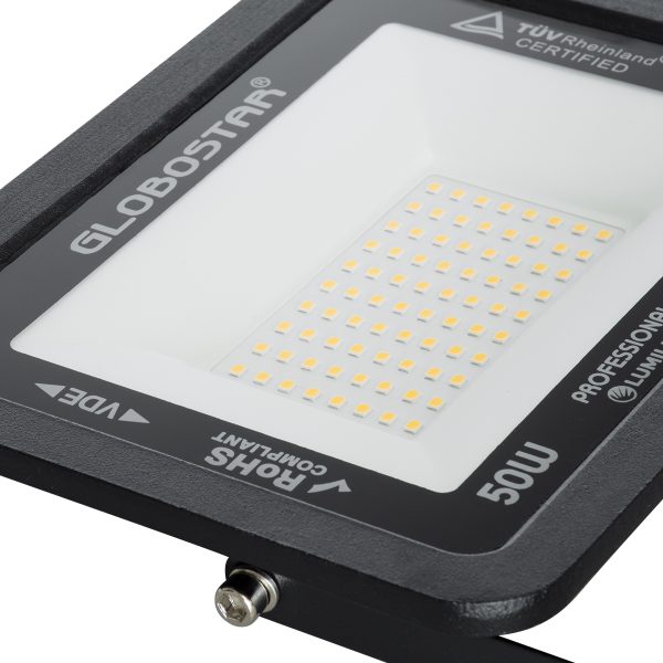 ATLAS 61424 Επαγγελματικός Προβολέας LED 50W 5750lm 120° AC 220-240V - Αδιάβροχος IP67 - Μ21 x Π3.5 x Υ16cm - Μαύρο - Θερμό Λευκό 2700K - LUMILEDS Chips - TÜV Rheinland Certified - 5 Years Warranty - Image 5