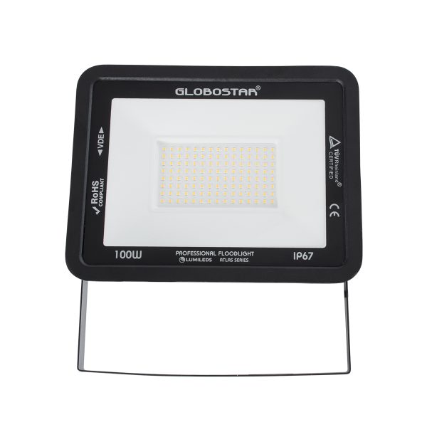 ATLAS 61427 Επαγγελματικός Προβολέας LED 100W 11500lm 120° AC 220-240V - Αδιάβροχος IP67 - Μ27 x Π4 x Υ21cm - Μαύρο - Θερμό Λευκό 2700K - LUMILEDS Chips - TÜV Rheinland Certified - 5 Years Warranty - Image 2