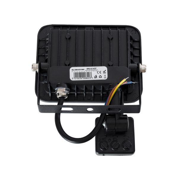 AURORA 61437 Επαγγελματικός Προβολέας LED 20W 2500lm 120° AC 220-240V με Ενσωματωμένο Ρυθμιζόμενο Αισθητήρα Κίνησης PIR - Αδιάβροχος IP67 - Μ12 x Π5 x Υ14.5cm - Μαύρο - Ψυχρό Λευκό 6000K - LUMILEDS Chips - TÜV Rheinland Certified - 3 Years Warranty - Image 4