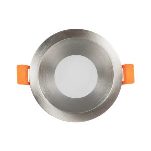 SIGMA 61461 Χωνευτή Στρόγγυλη Βάση Σποτ Οροφής/Μπάνιου για Λάμπα MR16/GU10 Αδιάβροχο IP65 – Νίκελ Βούρτσας Αλουμίνιο & Λευκό Γυαλί – Φ8.5 x Υ4.4cm / Q7.5cm