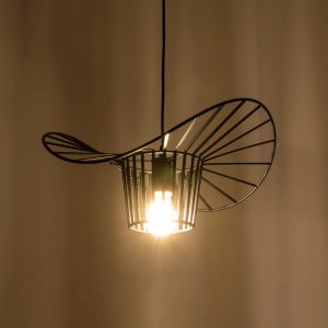LUMINOVA 61462 Μοντέρνο Κρεμαστό Φωτιστικό Πλέγμα Μονόφωτο 1 x E27 IP20 Μαύρο Σχοινί με Μαύρο Σύρμα – Μ42 x Π42 x Υ20.5cm