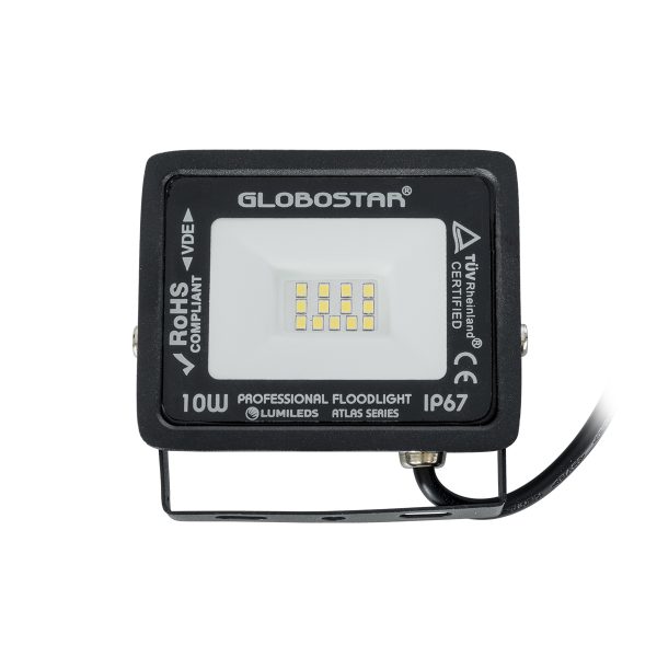 ATLAS 61515 Επαγγελματικός Προβολέας LED 10W 1250lm 120° AC 220-240V - Αδιάβροχος IP67 - Μ10 x Π2 x Υ8cm - Μαύρο - Ψυχρό Λευκό 6000K - LUMILEDS Chips - TÜV Rheinland Certified - 5 Χρόνια Εγγύηση - Image 2