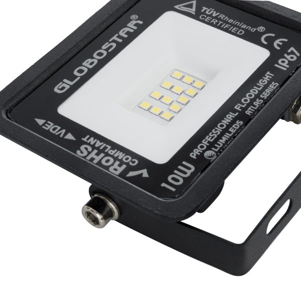 ATLAS 61515 Επαγγελματικός Προβολέας LED 10W 1250lm 120° AC 220-240V - Αδιάβροχος IP67 - Μ10 x Π2 x Υ8cm - Μαύρο - Ψυχρό Λευκό 6000K - LUMILEDS Chips - TÜV Rheinland Certified - 5 Χρόνια Εγγύηση - Image 5