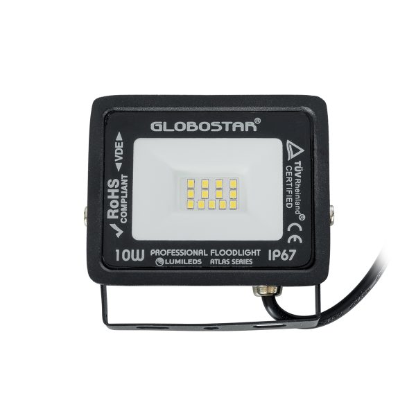 ATLAS 61516 Επαγγελματικός Προβολέας LED 10W 1200lm 120° AC 220-240V - Αδιάβροχος IP67 - Μ10 x Π2 x Υ8cm - Μαύρο - Φυσικό Λευκό 4500K - LUMILEDS Chips - TÜV Rheinland Certified - 5 Χρόνια Εγγύηση - Image 2