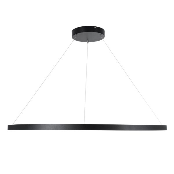 DIAMOND 61519 Κρεμαστό Φωτιστικό Δαχτυλίδι-Κύκλος LED CCT 75W 8400lm 360° AC 220-240V - Εναλλαγή Φωτισμού μέσω Τηλεχειριστηρίου All In One Ψυχρό 6000k+Φυσικό 4500k+Θερμό 2700k Dimmable Φ100cm - Μαύρο - 3 Years Warranty - Image 3