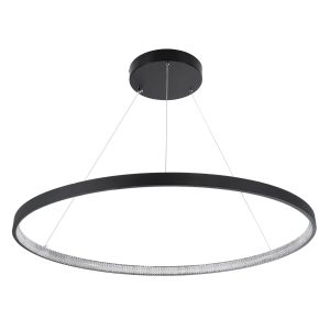DIAMOND 61520 Κρεμαστό Φωτιστικό Δαχτυλίδι-Κύκλος LED CCT 67W 7504lm 360° AC 220-240V – Εναλλαγή Φωτισμού μέσω Τηλεχειριστηρίου All In One Ψυχρό 6000k+Φυσικό 4500k+Θερμό 2700k Dimmable Φ80cm – Μαύρο – 3 Years Warranty