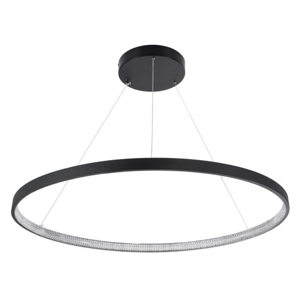 DIAMOND 61520 Κρεμαστό Φωτιστικό Δαχτυλίδι-Κύκλος LED CCT 67W 7504lm 360° AC 220-240V - Εναλλαγή Φωτισμού μέσω Τηλεχειριστηρίου All In One Ψυχρό 6000k+Φυσικό 4500k+Θερμό 2700k Dimmable Φ80cm - Μαύρο - 3 Years Warranty - Image 2