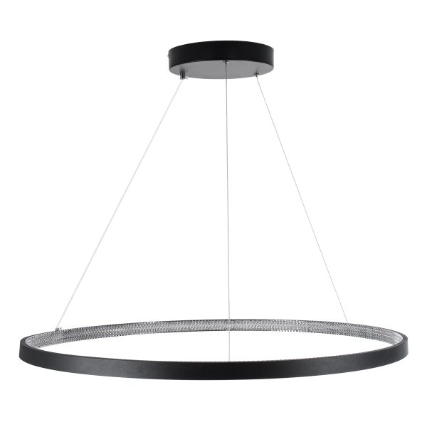 DIAMOND 61520 Κρεμαστό Φωτιστικό Δαχτυλίδι-Κύκλος LED CCT 67W 7504lm 360° AC 220-240V - Εναλλαγή Φωτισμού μέσω Τηλεχειριστηρίου All In One Ψυχρό 6000k+Φυσικό 4500k+Θερμό 2700k Dimmable Φ80cm - Μαύρο - 3 Years Warranty - Image 4