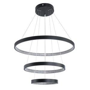 DIAMOND TRIO 61523 Κρεμαστό Φωτιστικό Δαχτυλίδι-Κύκλος LED CCT 100W 11200lm 360° AC 220-240V – Εναλλαγή Φωτισμού μέσω Τηλεχειριστηρίου All In One Ψυχρό 6000k+Φυσικό 4500k+Θερμό 2700k Dimmable Φ25+40+60cm – Μαυρο – 3 Χρόνια Εγγύηση