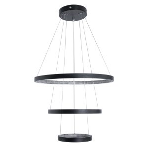 DIAMOND TRIO 61523 Κρεμαστό Φωτιστικό Δαχτυλίδι-Κύκλος LED CCT 100W 11200lm 360° AC 220-240V – Εναλλαγή Φωτισμού μέσω Τηλεχειριστηρίου All In One Ψυχρό 6000k+Φυσικό 4500k+Θερμό 2700k Dimmable Φ25+40+60cm – Μαυρο – 3 Χρόνια Εγγύηση