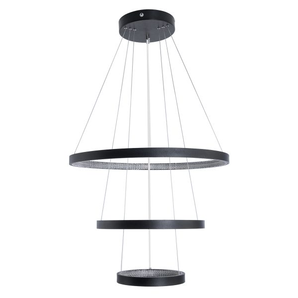 DIAMOND TRIO 61523 Κρεμαστό Φωτιστικό Δαχτυλίδι-Κύκλος LED CCT 100W 11200lm 360° AC 220-240V - Εναλλαγή Φωτισμού μέσω Τηλεχειριστηρίου All In One Ψυχρό 6000k+Φυσικό 4500k+Θερμό 2700k Dimmable Φ25+40+60cm - Μαυρο - 3 Χρόνια Εγγύηση - Image 2