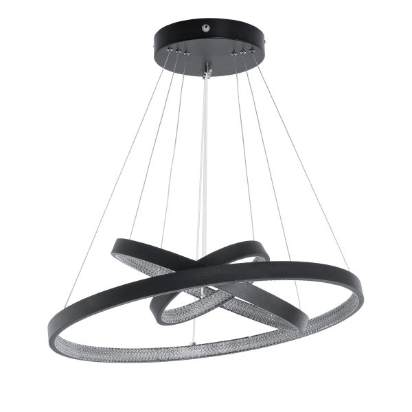 DIAMOND TRIO 61523 Κρεμαστό Φωτιστικό Δαχτυλίδι-Κύκλος LED CCT 100W 11200lm 360° AC 220-240V - Εναλλαγή Φωτισμού μέσω Τηλεχειριστηρίου All In One Ψυχρό 6000k+Φυσικό 4500k+Θερμό 2700k Dimmable Φ25+40+60cm - Μαυρο - 3 Χρόνια Εγγύηση - Image 4