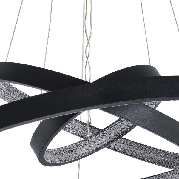 DIAMOND TRIO 61523 Κρεμαστό Φωτιστικό Δαχτυλίδι-Κύκλος LED CCT 100W 11200lm 360° AC 220-240V - Εναλλαγή Φωτισμού μέσω Τηλεχειριστηρίου All In One Ψυχρό 6000k+Φυσικό 4500k+Θερμό 2700k Dimmable Φ25+40+60cm - Μαυρο - 3 Χρόνια Εγγύηση - Image 5