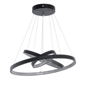 DIAMOND TRIO 61523-DECO Κρεμαστό Φωτιστικό Δαχτυλίδι-Κύκλος LED CCT 100W 11200lm 360° AC 220-240V – Εναλλαγή Φωτισμού μέσω Τηλεχειριστηρίου All In One Ψυχρό 6000k+Φυσικό 4500k+Θερμό 2700k Dimmable Φ25+40+60cm – Μαυρο – 3 Χρόνια Εγγύηση