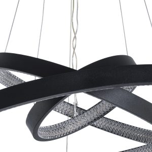 DIAMOND TRIO 61523-DECO Κρεμαστό Φωτιστικό Δαχτυλίδι-Κύκλος LED CCT 100W 11200lm 360° AC 220-240V – Εναλλαγή Φωτισμού μέσω Τηλεχειριστηρίου All In One Ψυχρό 6000k+Φυσικό 4500k+Θερμό 2700k Dimmable Φ25+40+60cm – Μαυρο – 3 Χρόνια Εγγύηση